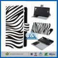 C&T Leathlux Zebra Magnetic PU Leather Card Holder Flip Protective Case Cover for Sony Xperia E3 Dual D2203